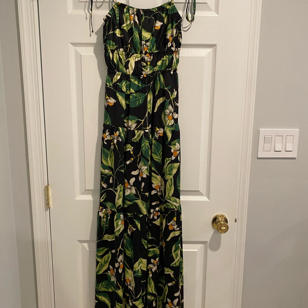 Express Green and Black Floral Dress